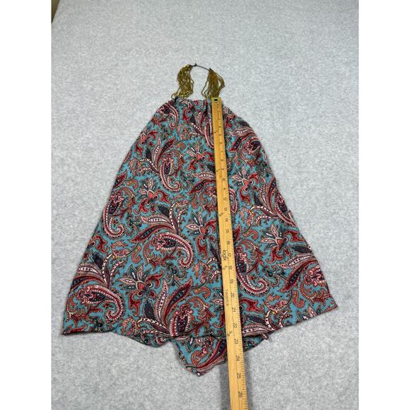 Ruth Womens Size 12 Paisley Floral Silk Scarf Halter Top Beaded Neck - Picture 5 of 6